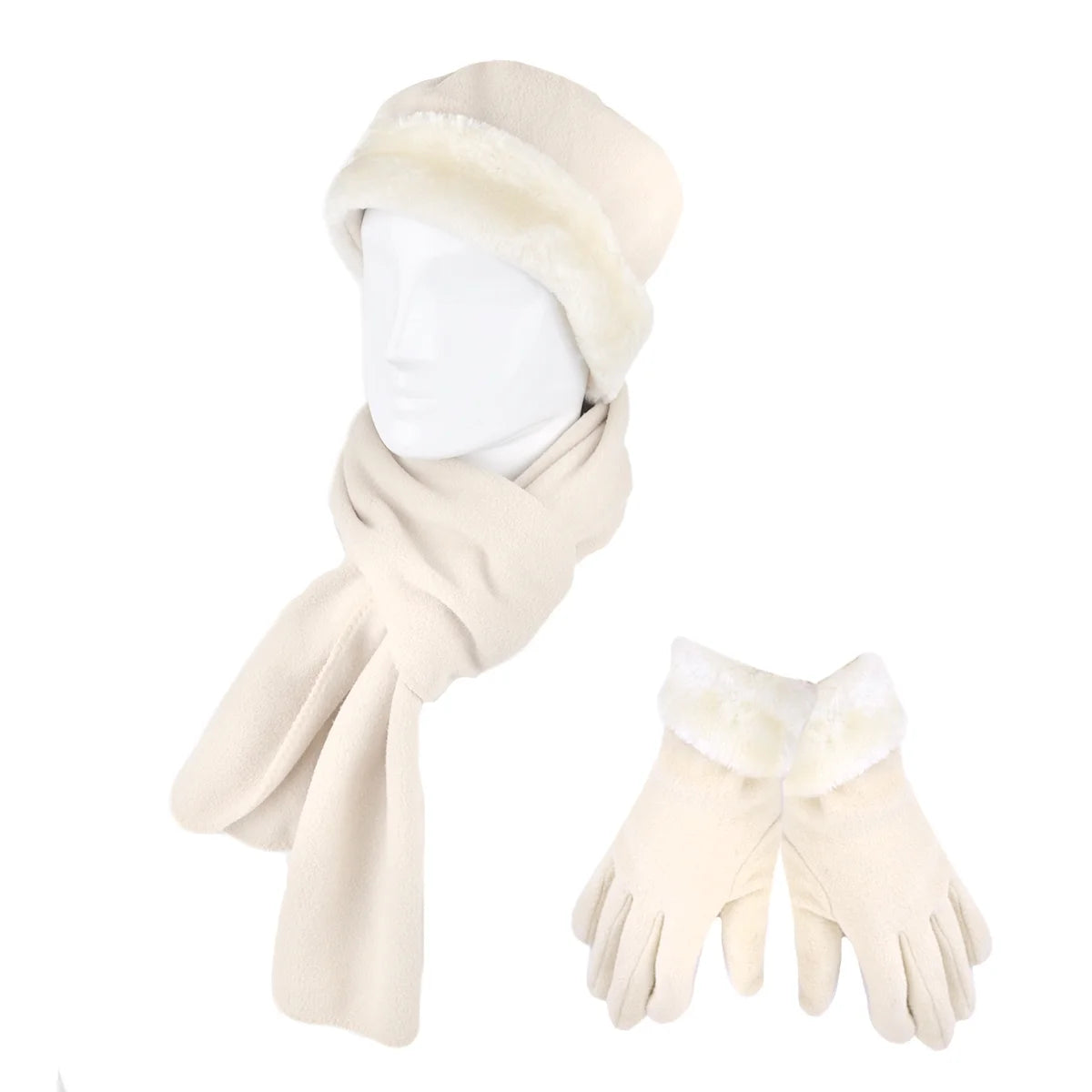 Women'S Warm Fleece Winter Set - Scarf, Hat, and Gloves Set