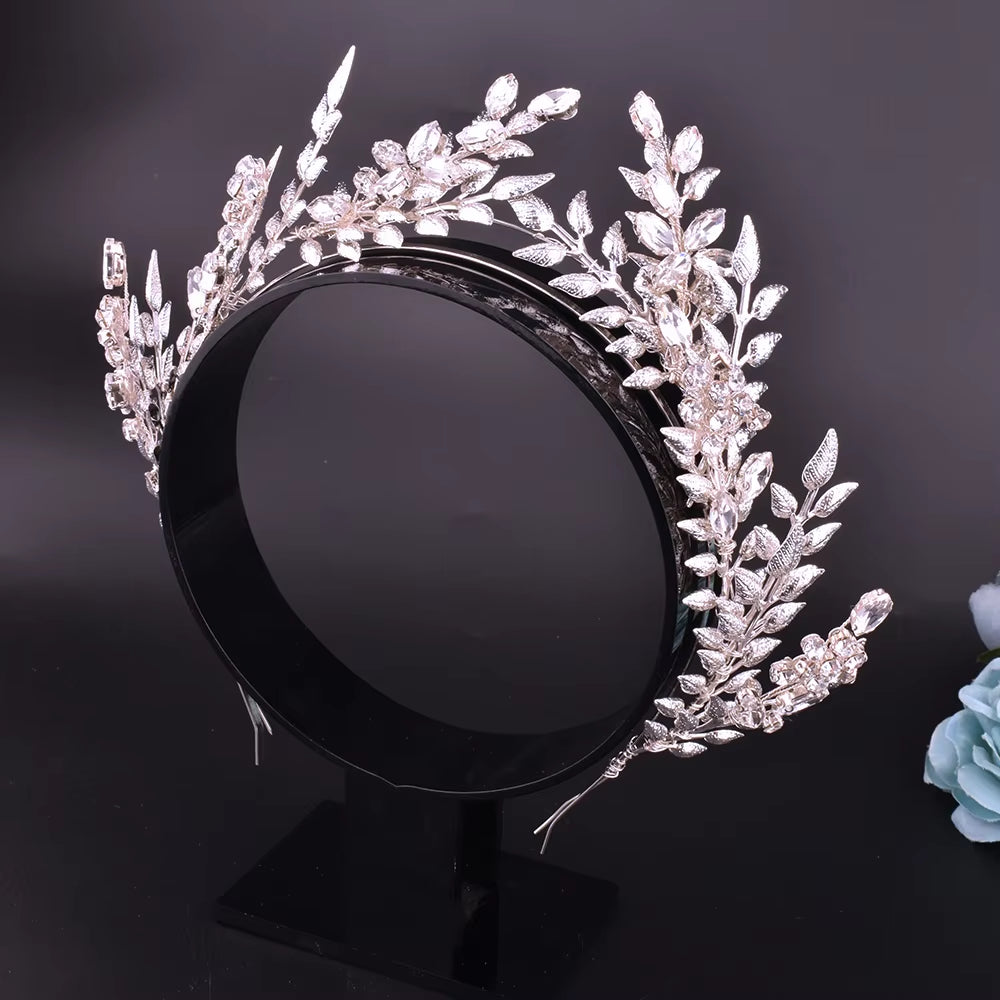 A254 Silver Gold Bride Headband Rhinestone Hair Jewelry for Women Tiaras Headpiece Crystal Wedding Headdress Bridal Headwear