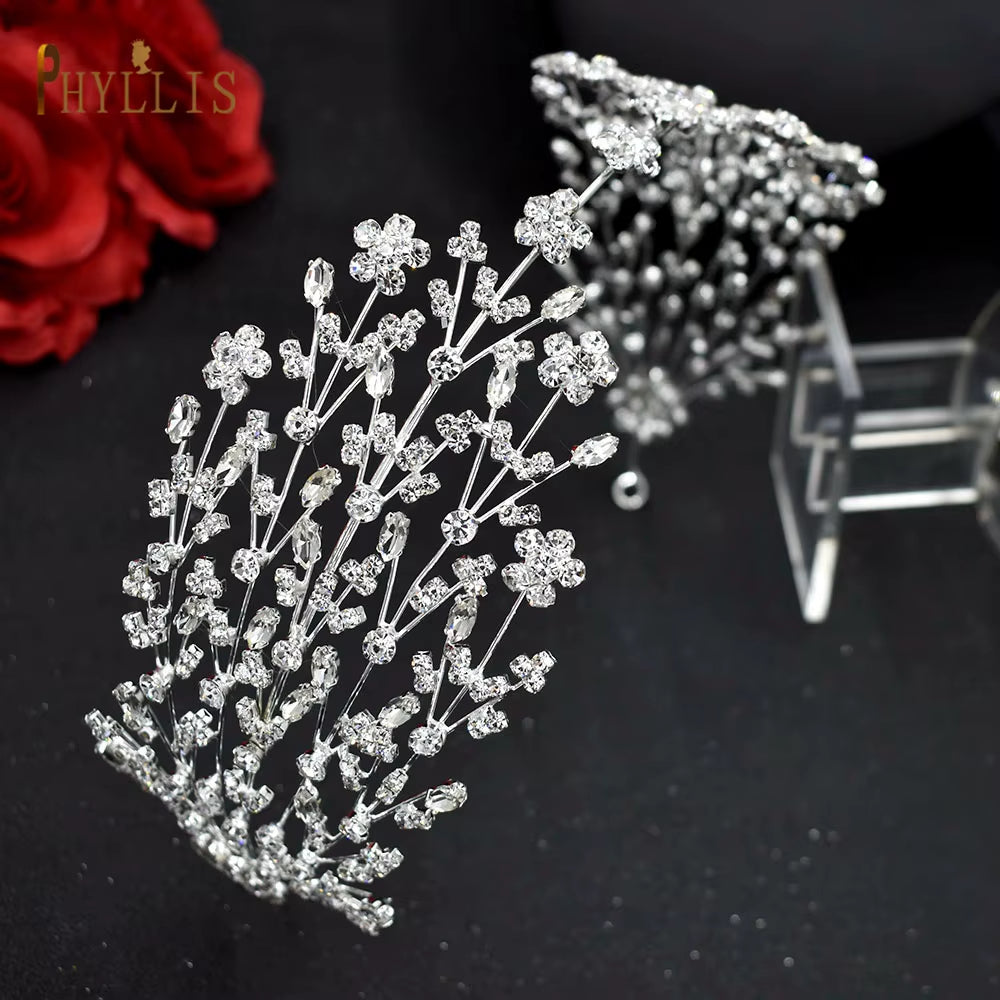 A254 Silver Gold Bride Headband Rhinestone Hair Jewelry for Women Tiaras Headpiece Crystal Wedding Headdress Bridal Headwear