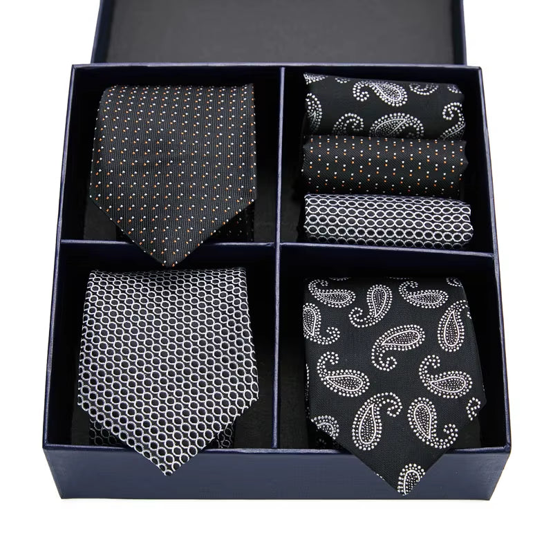 Gift Box Pack Mens Tie Skinny Pink Palid Silk Classic Jacquard Woven Extra Long Tie Hanky Set for Men Formal Wedding Party