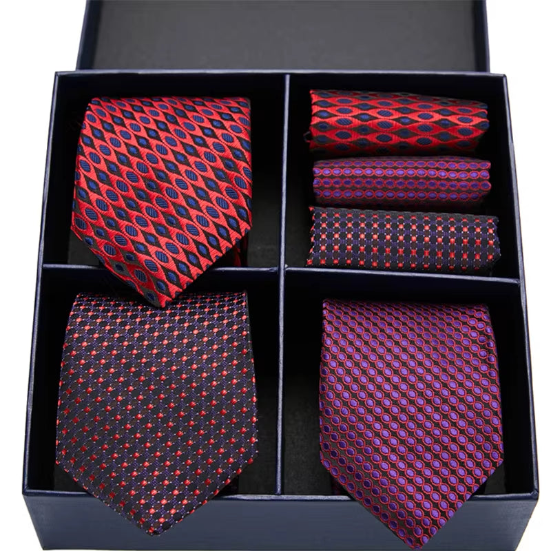 Gift Box Pack Mens Tie Skinny Pink Palid Silk Classic Jacquard Woven Extra Long Tie Hanky Set for Men Formal Wedding Party