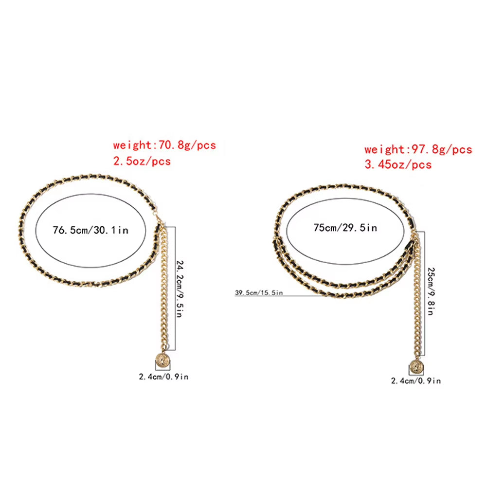 Elegant Multi-Layer Chain Belt for Women Fashion Gold Silver Color Metal High Waist Body Chain Dress Lady Tassel Belt Y2K