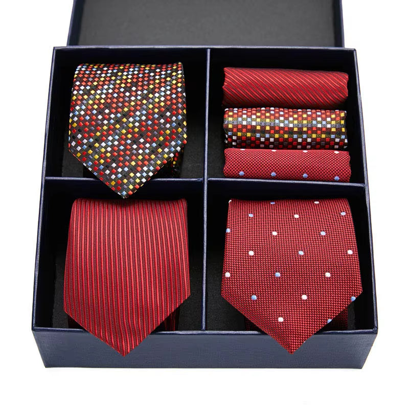 Gift Box Pack Mens Tie Skinny Pink Palid Silk Classic Jacquard Woven Extra Long Tie Hanky Set for Men Formal Wedding Party