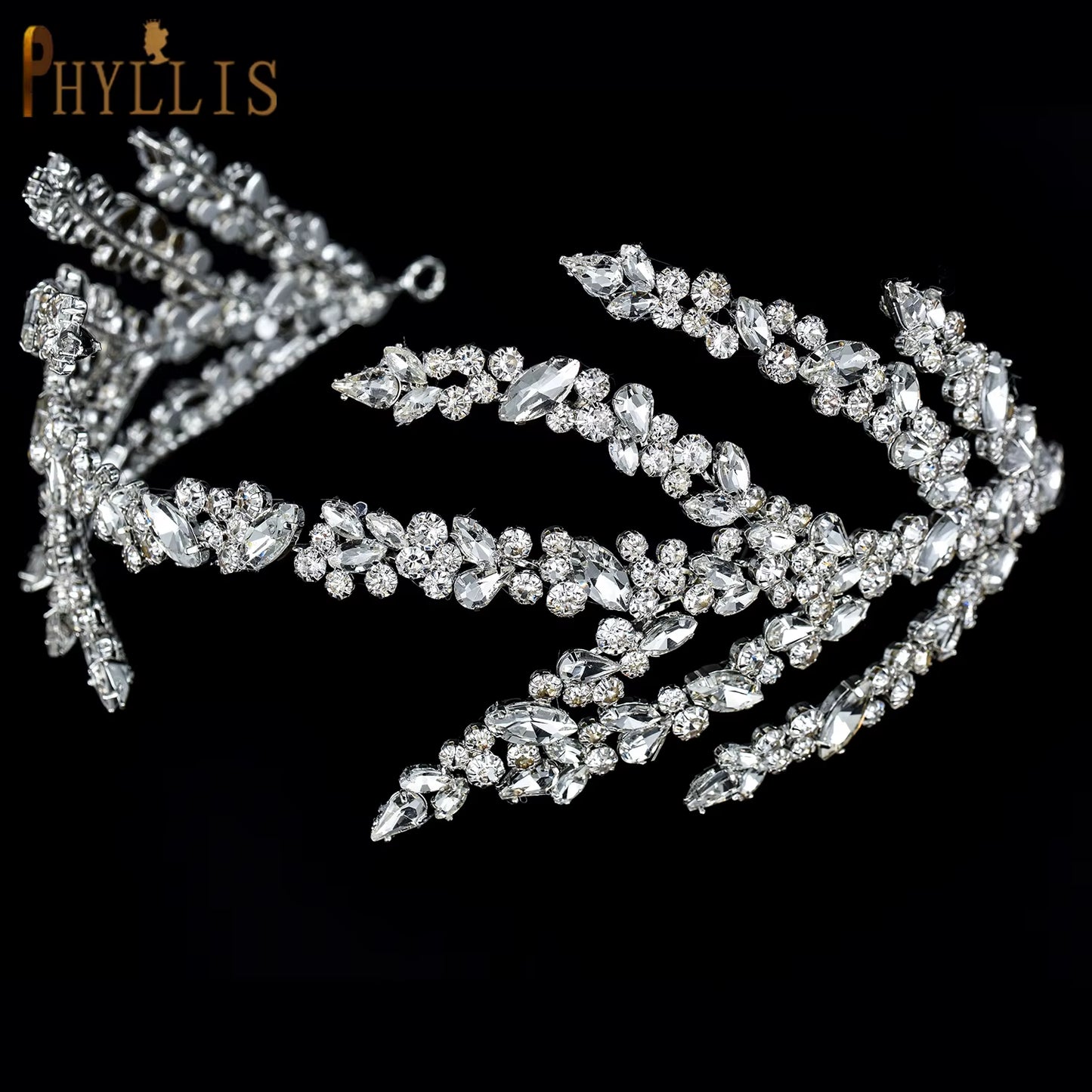 A254 Silver Gold Bride Headband Rhinestone Hair Jewelry for Women Tiaras Headpiece Crystal Wedding Headdress Bridal Headwear