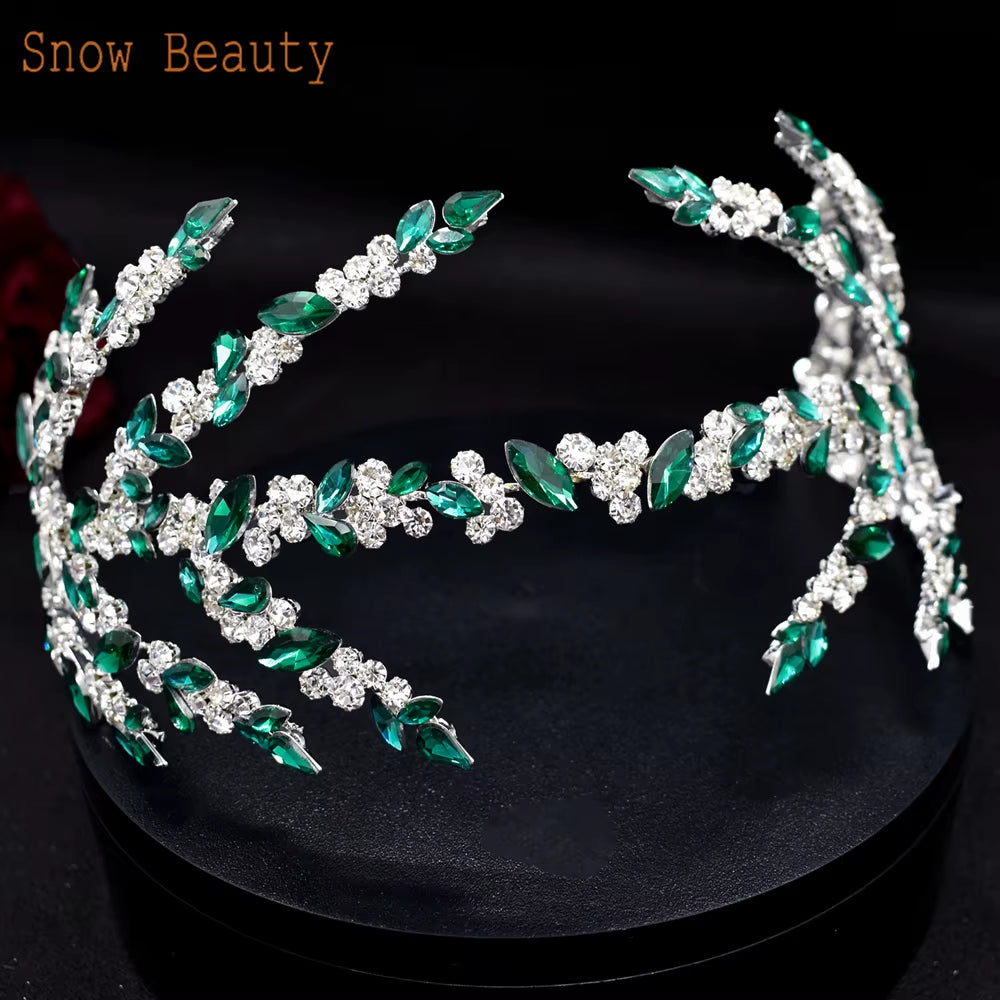 A254 Silver Gold Bride Headband Rhinestone Hair Jewelry for Women Tiaras Headpiece Crystal Wedding Headdress Bridal Headwear