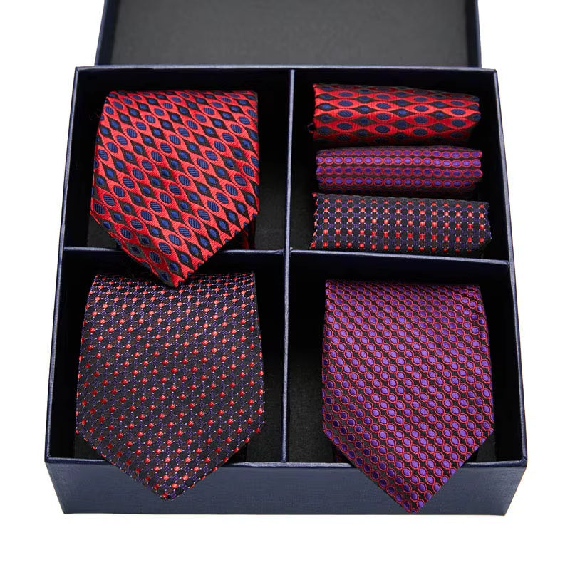 Gift Box Pack Mens Tie Skinny Pink Palid Silk Classic Jacquard Woven Extra Long Tie Hanky Set for Men Formal Wedding Party