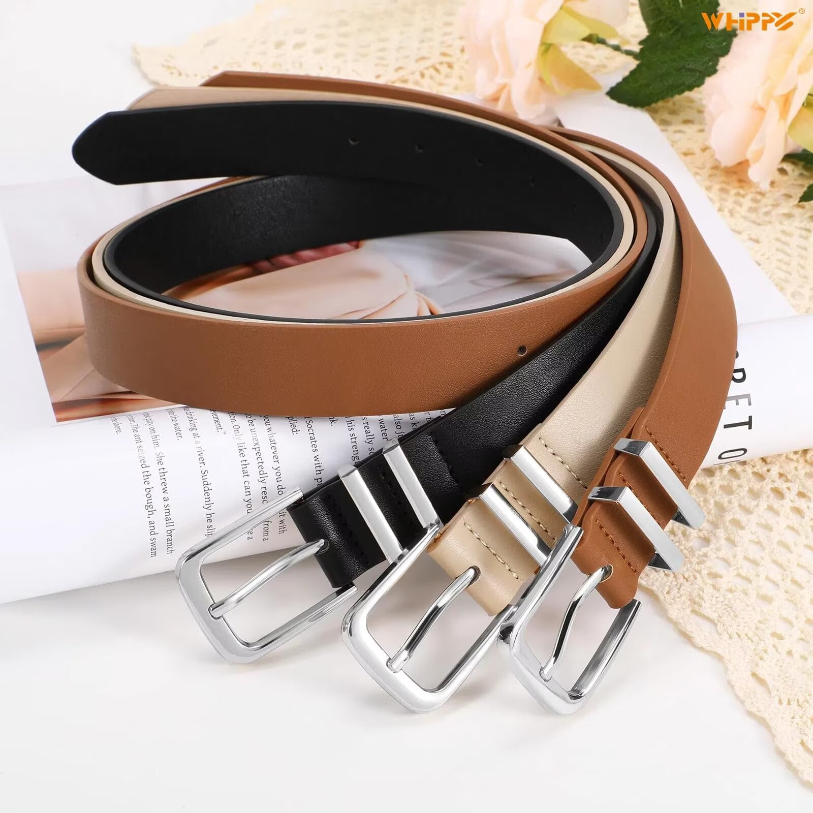 Women'S Leather Belts for Jeans Dress Ladies Black Waist Belt