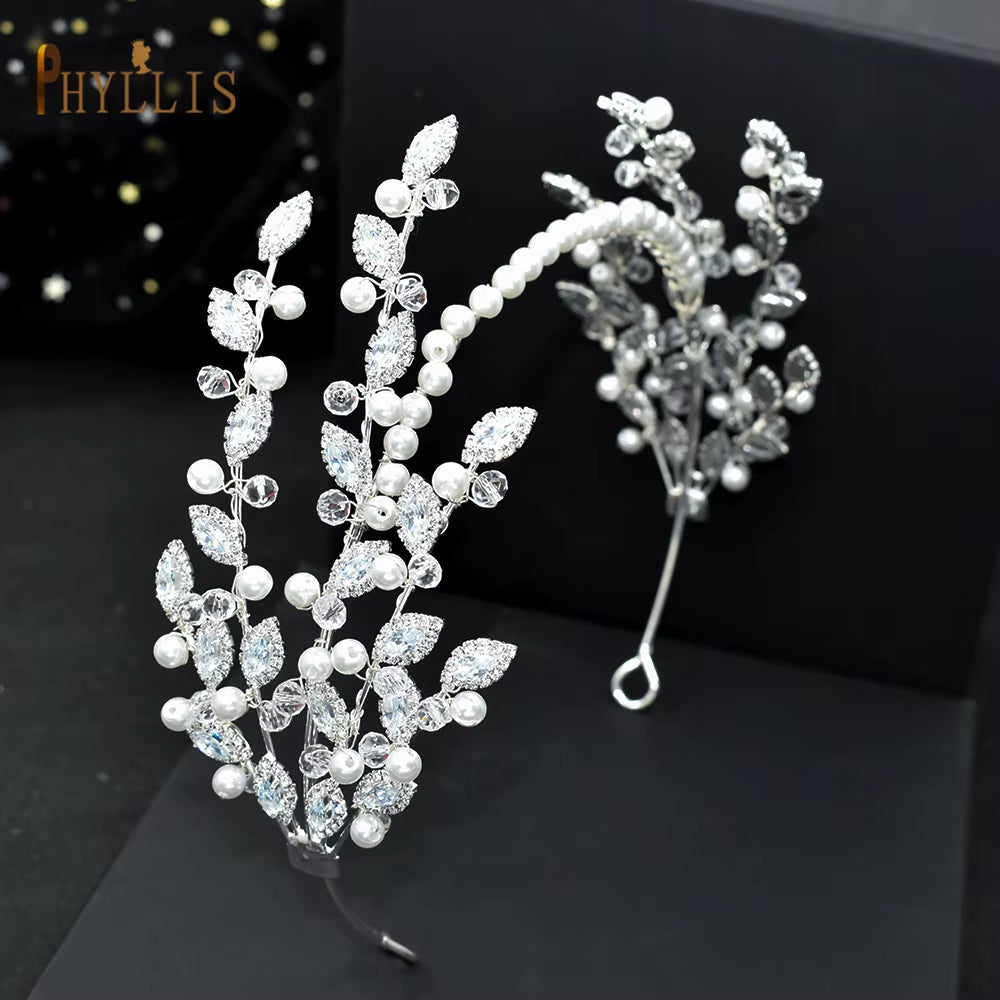 A254 Silver Gold Bride Headband Rhinestone Hair Jewelry for Women Tiaras Headpiece Crystal Wedding Headdress Bridal Headwear