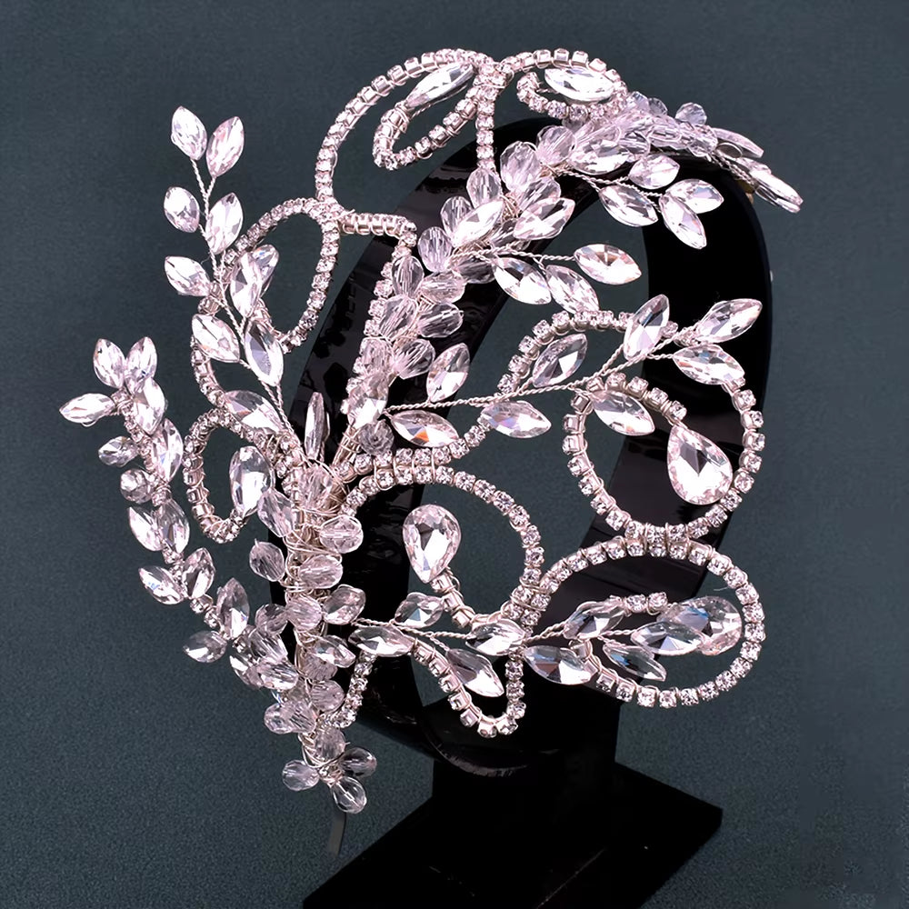 A254 Silver Gold Bride Headband Rhinestone Hair Jewelry for Women Tiaras Headpiece Crystal Wedding Headdress Bridal Headwear