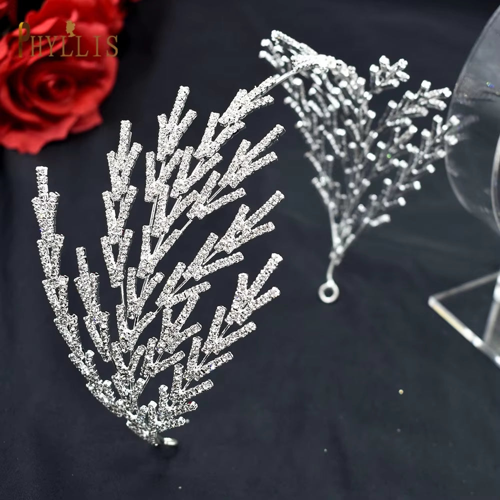 A254 Silver Gold Bride Headband Rhinestone Hair Jewelry for Women Tiaras Headpiece Crystal Wedding Headdress Bridal Headwear