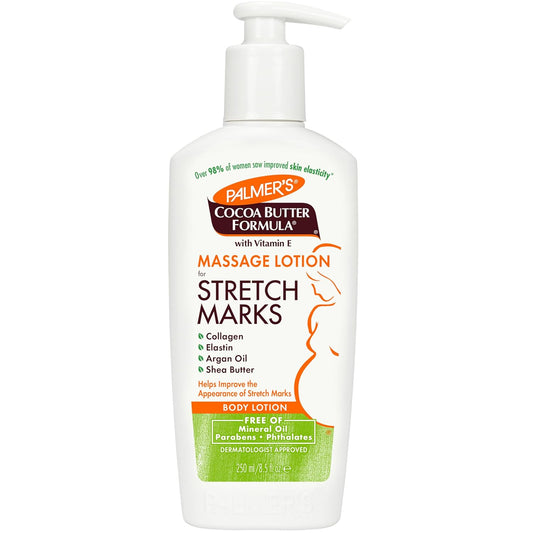 "Ultimate Stretch Mark Solution: Luxurious Cocoa Butter Massage Lotion for Pregnancy Skin Care, Enhanced with Collagen, Elastin, Argan Oil and Shea Butter - 8.5 Ounces"