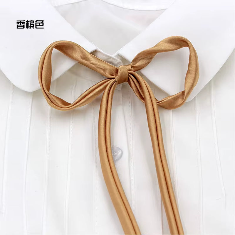 School Uniform Women Bowtie Ribbon Led Rope New Necktie Handmade Womans Clothing Shirt Butterfly Bow Tie for Women